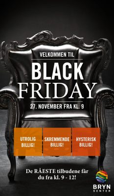 Black Friday kampanje plakat med sort barokk stol