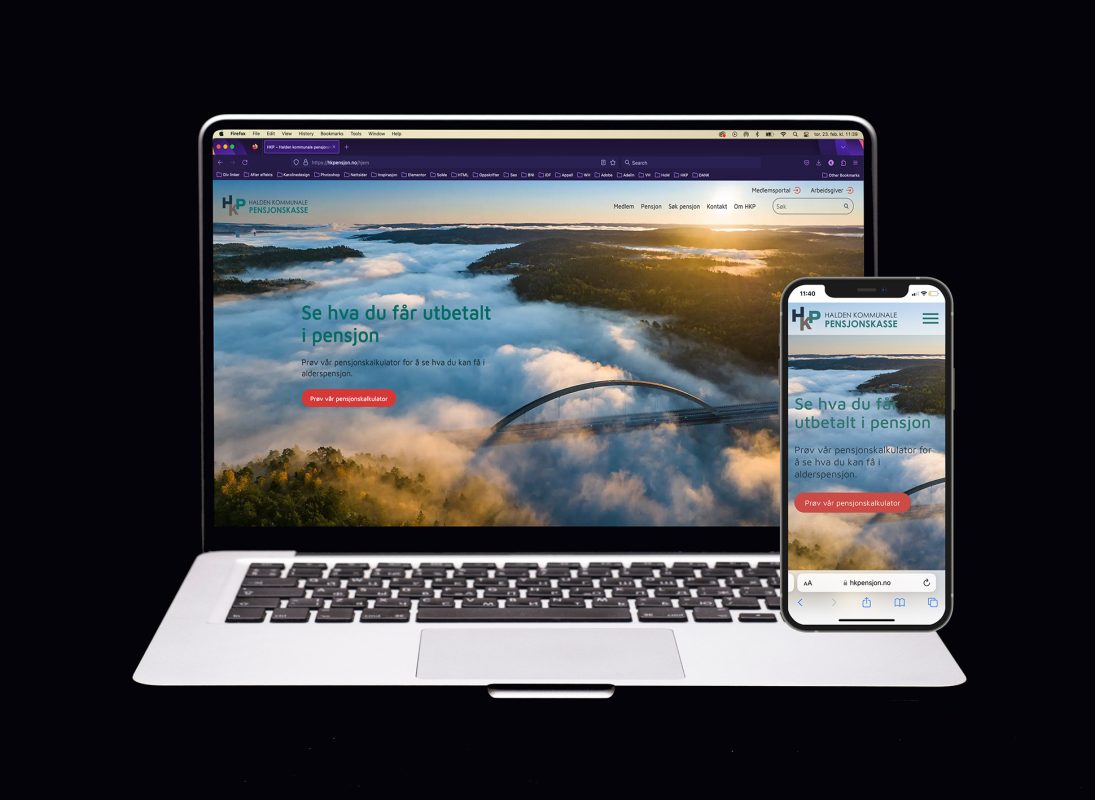 visning av nettsidedesign på desktop og mobil for Halden kommunale Pensjonskasse