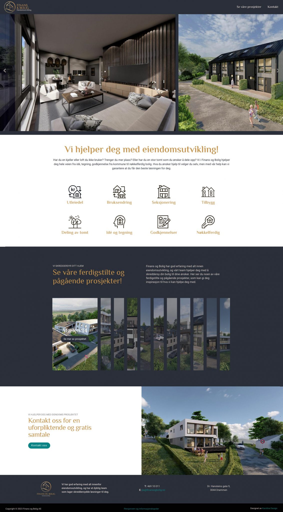 Webdesign for Finans og Bolig layout
